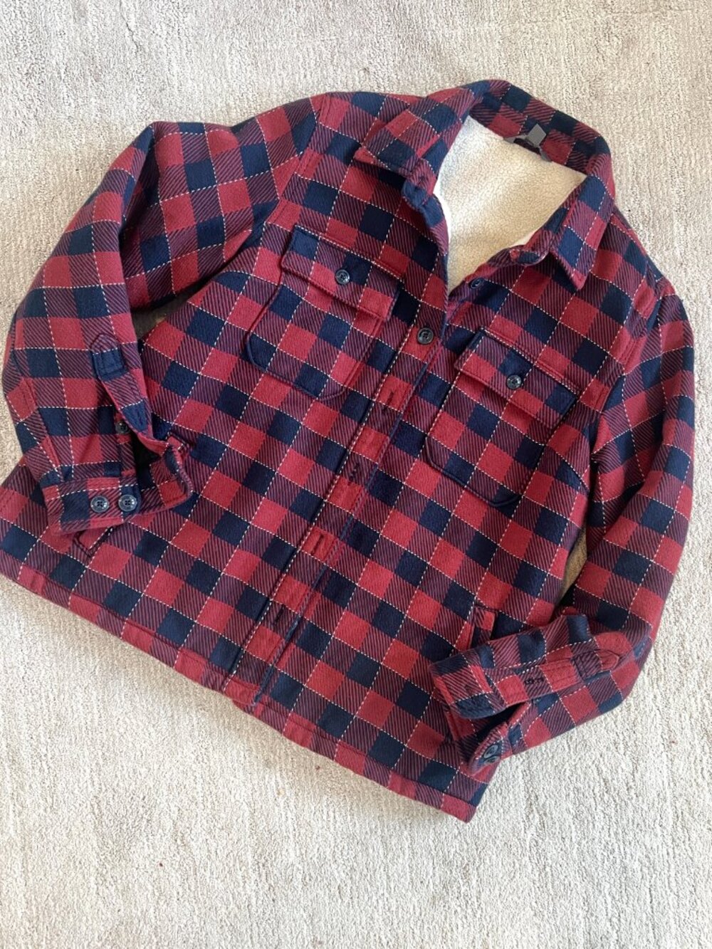 L.L.Bean Signature Checkered / Plaid Flannel - Sherpa Fleece Lined - Size Large